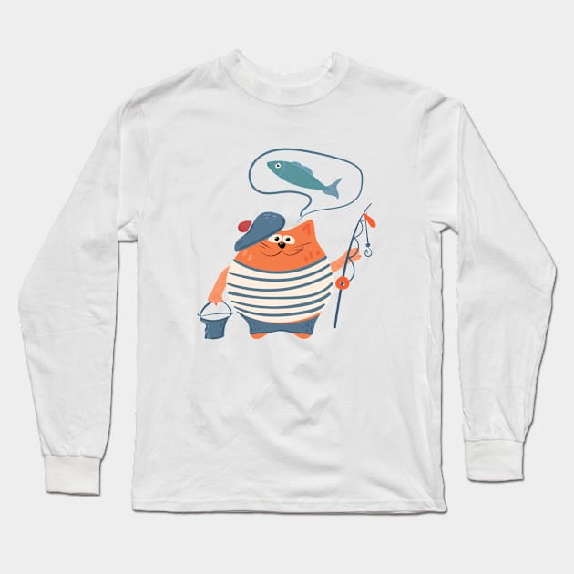 Fisherman cat Long Sleeve T-Shirt by Catdog